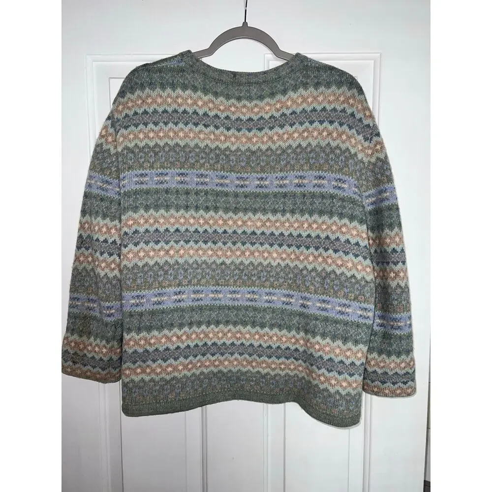 Frost 100% Lambs Wool cardigan sweater with metal fashion clasps - size XL - Picture 2 of 12